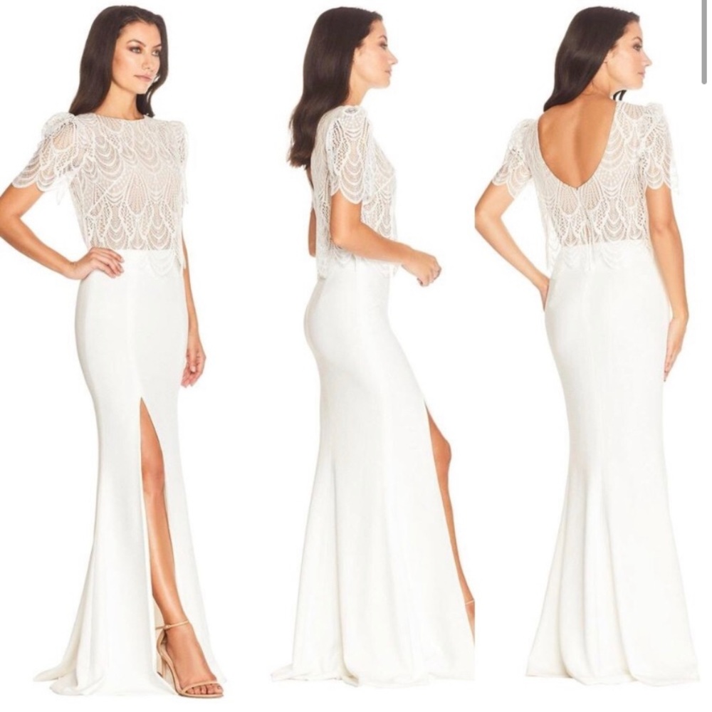 NWT DRESS THE POPULATION Ramona white slit dress